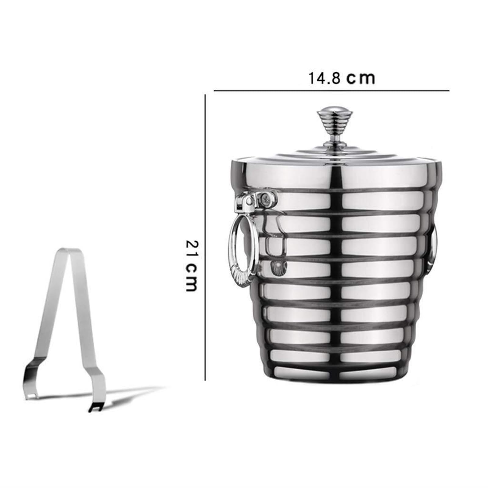 Bandeja de cubitos de hielo de 2 l, enfriador de bebidas de acero inoxidable con asa, cubo de hielo portátil de doble pared con tapa, contenedor de hielo triturado para fiestas y eventos
