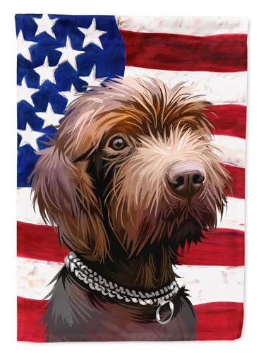 Caroline's Treasures CK6664GF Pudelpointer Dog American Flag Garden Flag Mailbox Flag Decorative Yard Flag Banner Outside Patio Artwork Yard Flower Beds, Garden Size, Multicolor