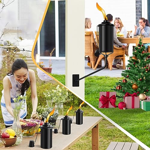 ZSZMFH 4 Pcs Wall Mounted Citronella Torches, 16 oz Garden Torches for Outside, Refillable Flame Light Torch, Outdoor Metal Torch for Yard, Patio, Deck, Garden, Party, Landscape