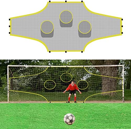 Qrenia Soccer Goal Target Nets 12ft with 7 Scoring Zones, Soccer Field Nets Target Sheets Training Strong Durable for Shooting and Finishing Drill Practice