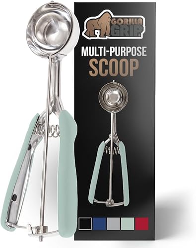 Gorilla Grip - Cuchara con resorte de acero inoxidable de alta calidad, para frutas, galletas y helados, cuchara mediana talla 30 de 2 cucharadas,
