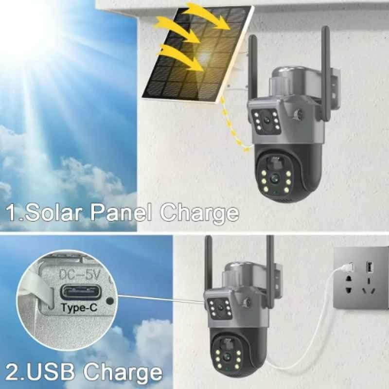 Image of TP PLUS 4MP Solar Powered 4G PTZ Security Camera | 360 Pan Tilt | Outdoor CCTV Camera with Night Vision | Motion Detection | Two-Way Audio & Dual Antenna with Mobile App Control (Dual Lens Solar New)