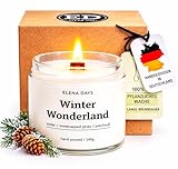 Duftkerze Winter Wonderland, Weihnachten, Christmas, Sojawachs, Kerze mit Holzdocht, Handgefertigte Kerze 140 gramm, Brenndauer 45 Stunden, deutsche Marke, Elena Days