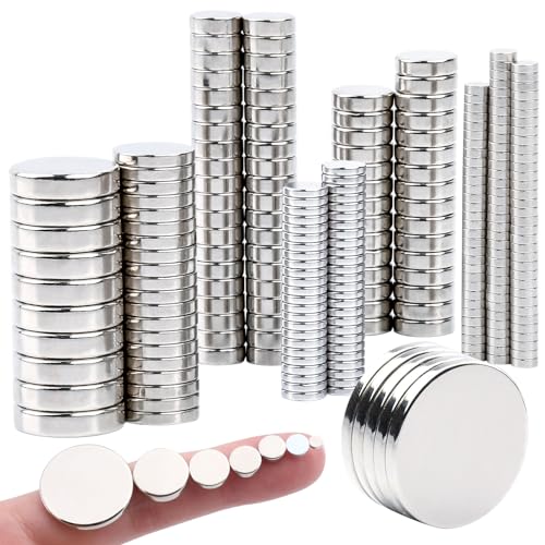 255PCS Small Strong Magnet, Neodymium Disc Magnets Heavy Duty,7 Different Sizes,Rare Earth Magnets Round Small Refrigerator Magnet for Crafts Whiteboard Kitchen, Office, Miniatures School