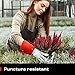 NoCry Guantes largos de jardinería de cuero para mujeres y hombres; a prueba de espinas para podar cactus, rosas y zarzamoras, guantes para trabajos de jardinería; palmas y dedos reforzados; rojo; M
