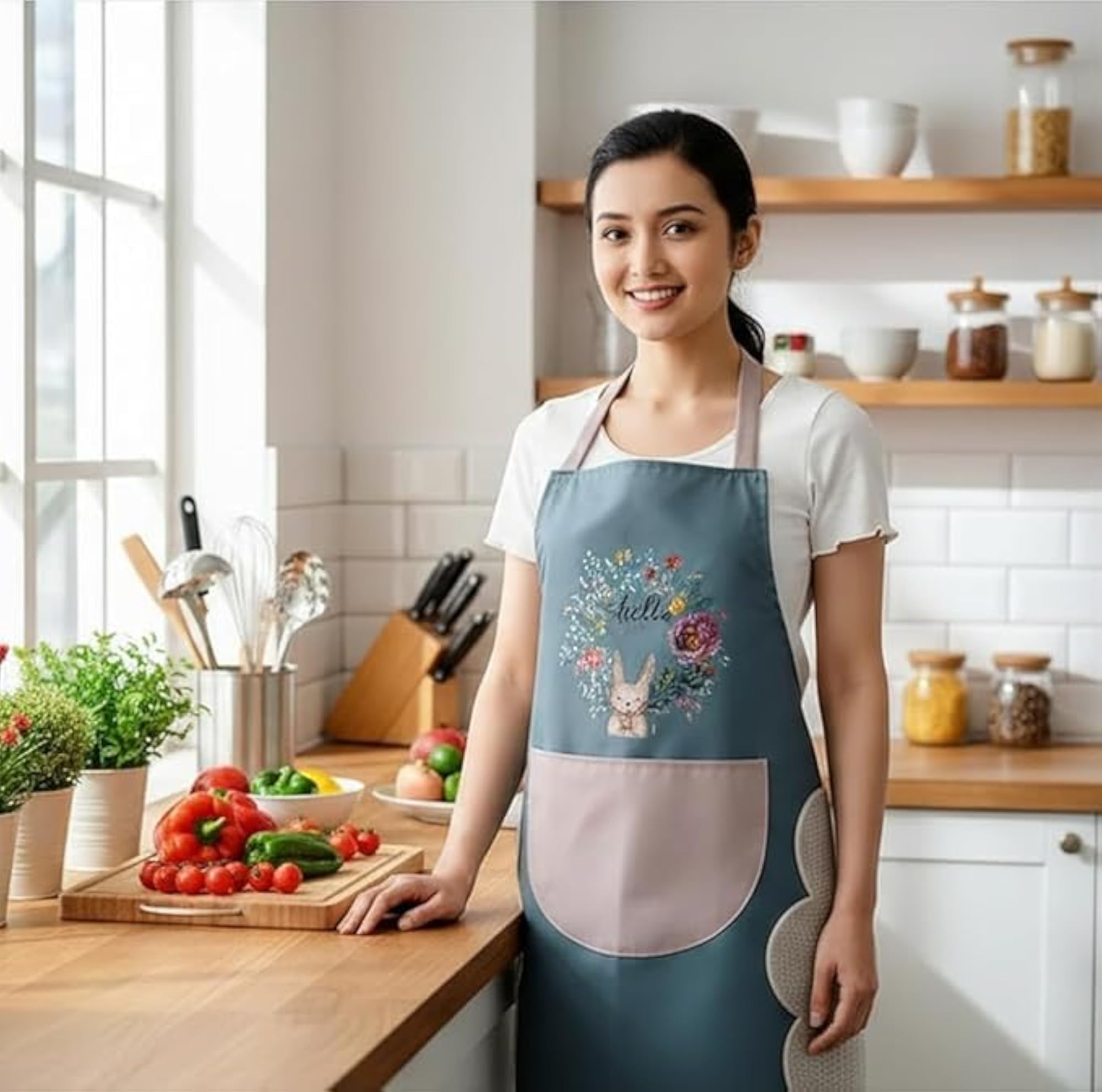 Men Women Chalk-Stripe Chef Apron, Pack of 1