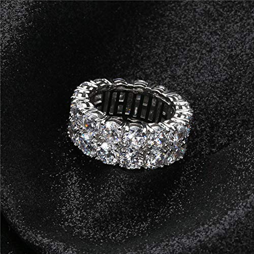 14K Gold Double-Row Inlaid Moissanite Ring, Men's Hip-Hop Style Ring, A Dual Row Statement for Bold Personalities,Gifts for Dad4