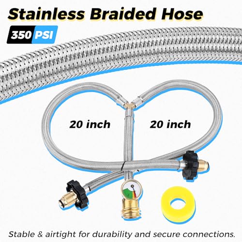 Dual Propane Tank Connection Kit - Two Way POL & QCC Y Splitter hose by ETERMETA - Used condition - Image 5