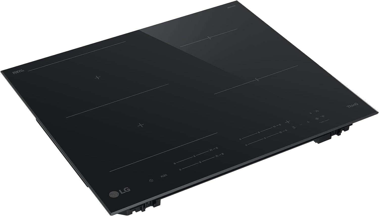 LG Płyta indukcyjna CBIZ2435B 60 cm, moc od 2,5 do 7,4 kW, 4 strefy całkowite, 1 strefa Flex, 15 poziomów mocy + doładowania, niezależne sterowanie dotykowe, Wi-Fi, szkło ceramiczne SCHOTT, kolor