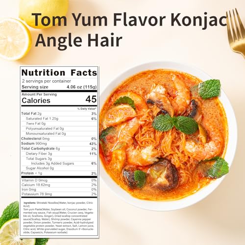 Image of Hethstia Konjac Ramen Shirataki Noodles, 6 Pack Tom Yum Flavor Instant Food(61.38oz), Low Carb
