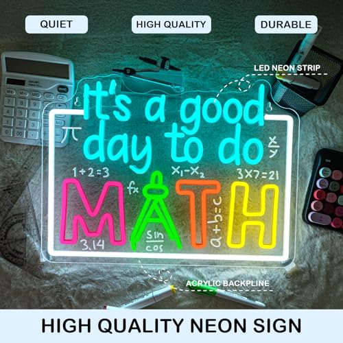 Image of Horseneon It's A Good Day to Do Math Neon Sign Led Light Dimmable Math Neon Sign for Classroom Neon Lights for Classrooms LED Classroom Signs Gift for Teachers Children