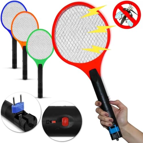 Raquete Recarregável Elétrica Mata Frita Mosquitos Moscas Insetos Pernilongos Bivolt Com Plug Carreg