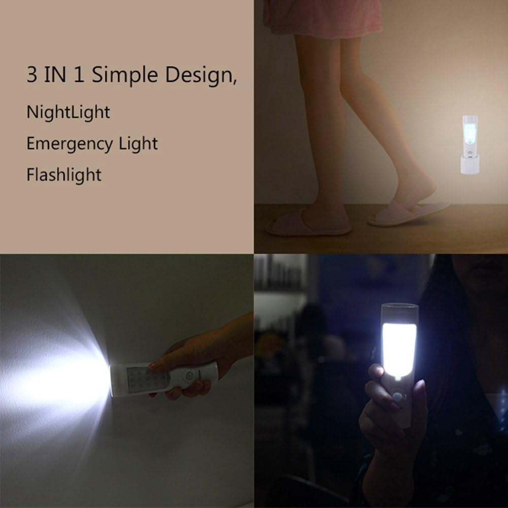 Applique Murale à Détecteur de Mouvement 4 en 1, Lampe de Poche LED Hors Tension, Lampe de Poche d'urgence Rechargeable, Prise UE
