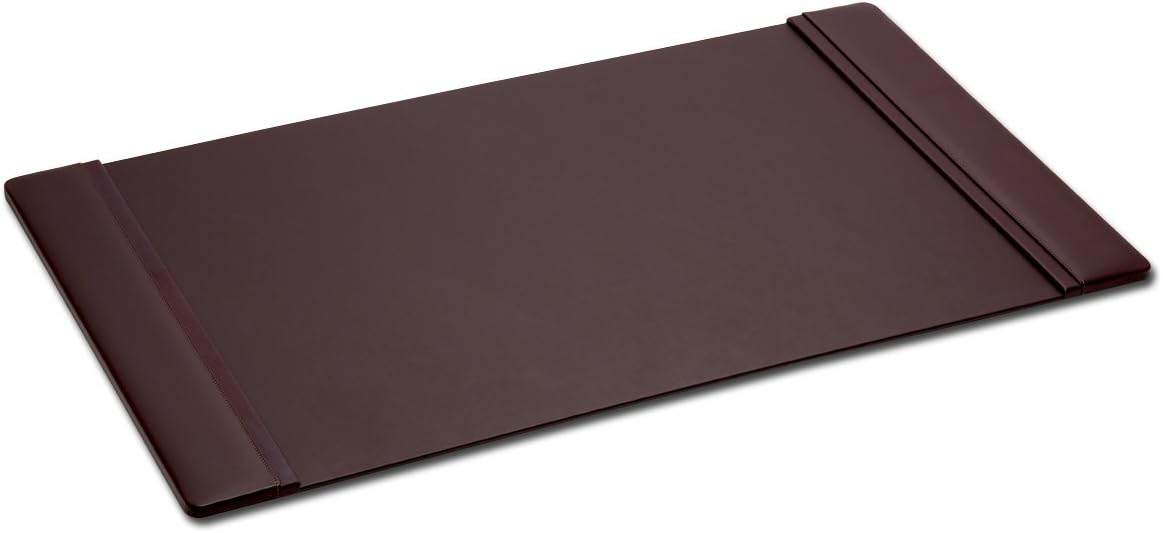 Leather Desk Pad with Side Rails - Luxury Leather Desk Blotter for Writing - Executive Desk Surface Protector - (Chocolate Brown, 34” x 20”)