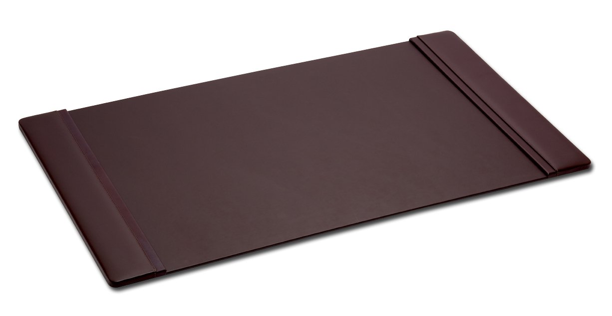 DACASSO Leather Desk Pad with Side Rails - Luxury Leather Desk Blotter for Writing - Executive Desk Surface Protector - (Chocolate Brown, 34” x 20”)