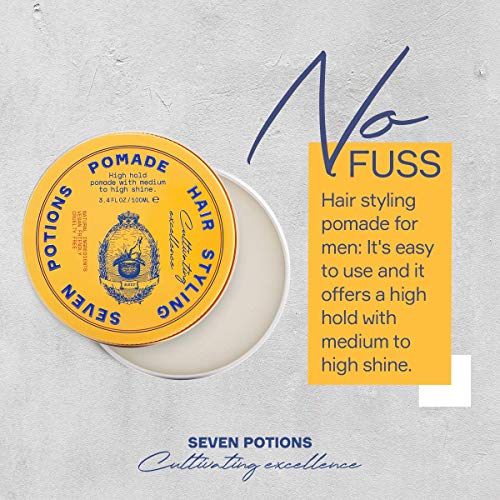 Seven Potions Men's Natural Pomade — Natural, Water-Based, High Shine, High Hold Hair Styling Product — 100% Vegan, Cruelty Free (100ml) - Image 3