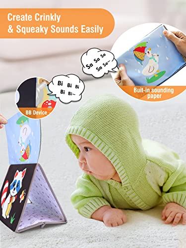 Baby Toys For 0-6 Months - Tummy Time Mirror Toys With High Contrast Soft Book, Fun Infant Toys For Babies 0-3-6 12 Months Brain Development, Beautiful Montessori Toys For Newborn As Boy/Girl Gifts #TOP3