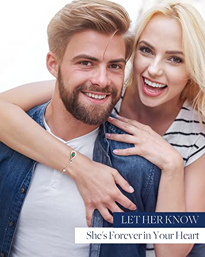 Etevon Infinity Love Heart Charm Bracelet For Girls Women 925 Sterling Silver Dainty Link Birthstone Bracelets Mother's Day Birthday Jewelry Gifts For Her Sister Wife Mom Emerald Green Birth Stone May #TOP1