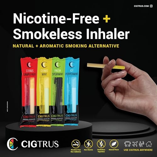 cigtrus quit smoking aid  natural smokeless inhaler  non-electric nicotine-free amp travel-safe  helps reduce cravings replace bad habits amp support lung detox  3-piece fresh spearmint