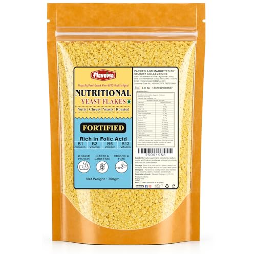 Image of Flavoma Nutritional FORTIFIED Yeast Flakes 300gm | Gluten-Free, Vegan Cheese Flavor | Plant Based Seasoning for Cooking, Baking, and Snacks