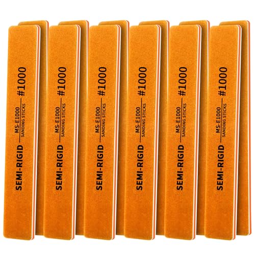MORLARCO ヤスリ プラモデル用 12個セット 1000番 サンドペーパー 130×20×4mm 耐水ペーパー スポンジヤスリ 半硬質 サンディングスティック 紙やすり サビ落とし 木工DIY作業 細部仕上げ ホビー用工具
