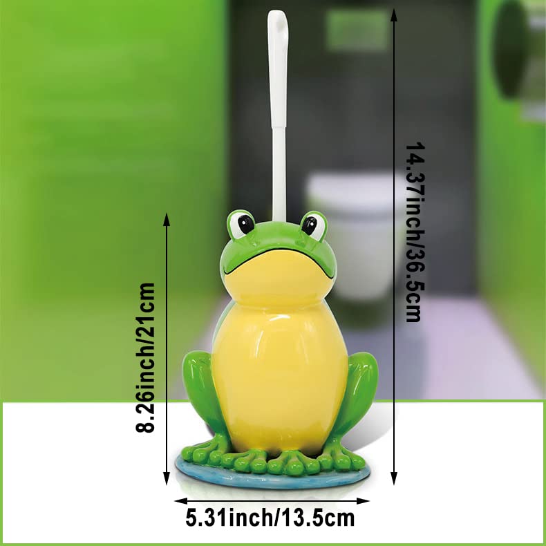 Image of Toilet Brush with Ventilated Drying Holder,Flexible Toilet Bowl Brush Head with Silicone Bristles,Frog Shaped Toilet Brush, Compact Size Toilet Brush with Holder for Storage and Organization