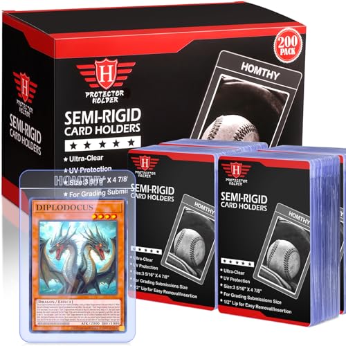 200ct Semi Rigid Card Holders for Trading Cards, Card Sleeves