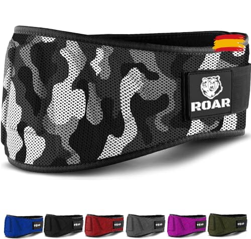 Roar® Cinturón Lumbar Gimnasio, Cinturon Gimnasio Hombre y Mujer, Cinturon Halterofilia, Powerlifting, Levantamiento Peso, Musculacion, Cinturon Gym Hombre, Cinturon Pesas