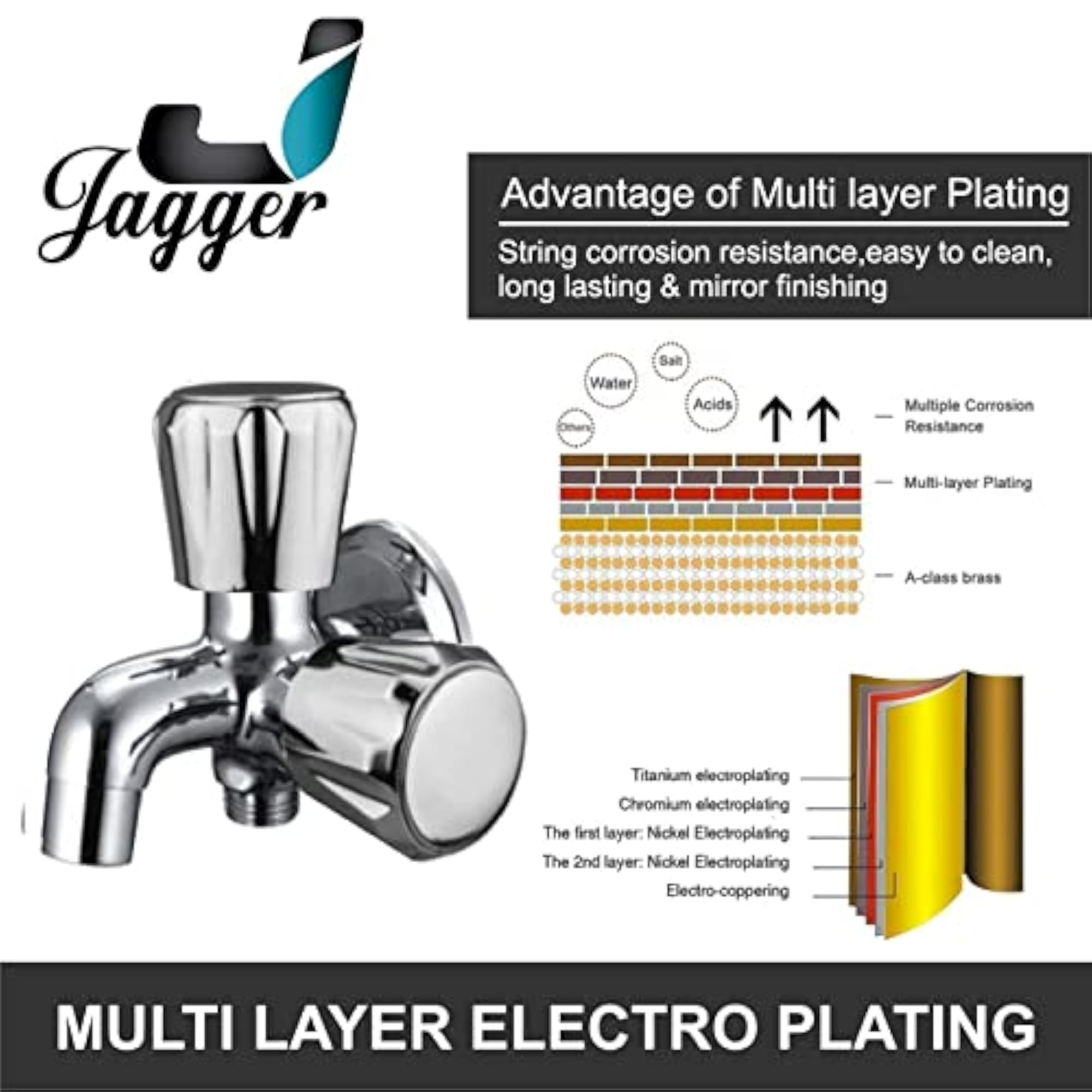 JGR57 Sleek 2 Way Bib Cock Tap for Washing Machine