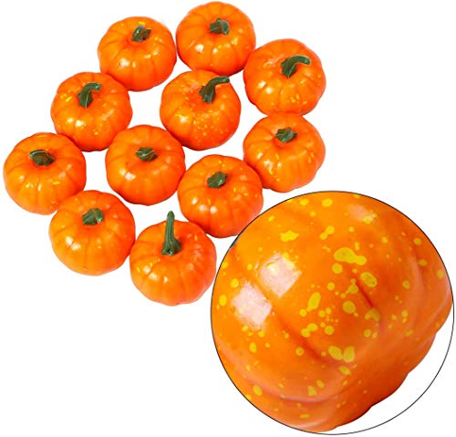 Image of Ulalaza 16Pcs Artificial Pumpkins Lifelike Fake Pumpkins for Fall Harvest Halloween Thanksgiving Party Decorating