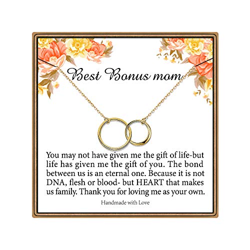 PAERAPAK Bonus Mom Gifts, Two Circles Necklace Stepmom Step Mom Gifts from Daughter Gifts for Stepmom from Daughter