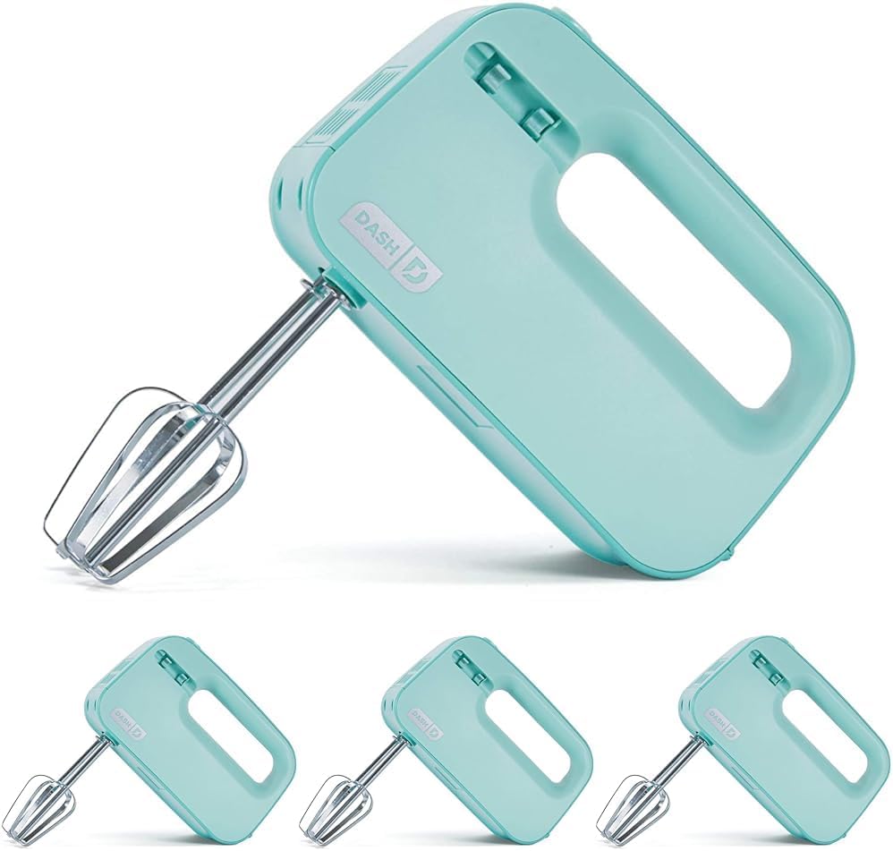 Dash SmartStore™ Compact Hand Mixer Electric for Whipping + Mixing Cookies, Brownies, Cakes, Dough, Batters, Meringues & More, 3 Speed, 150-Watt - Aqua (Pack of 4)