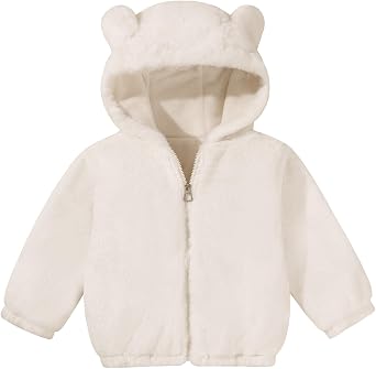 Toddler Girls Fleece Jacket Bear Ear ZipUp Leopard Hooded Coat Fall Winter Fuzzy Warm Outerwear with Pocket 2-7T