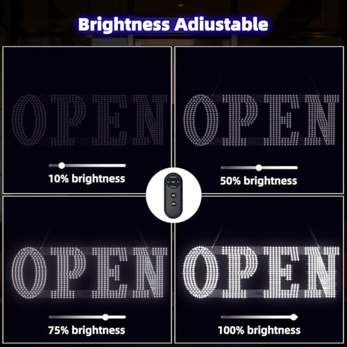 Image of 30 inchx10 inch Large LED Open Sign for Business - Unique Design super Bright Open Signs With chain - High Visibility for Stores, Bar, Hotel, Retail Shops,Window, Salon, Restaurant, Office (Cold White, 30*10inch)