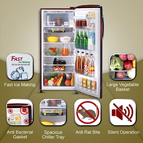 Image of LG 224 L 4 Star Inverter Direct-Cool Single Door Refrigerator Appliance (GL-B241ASVY, Scarlet Victoria, Smart Connect)