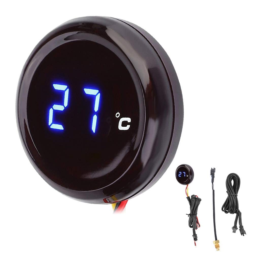 Yctze Thermomètre de moto , jauge de compteur de température d'eau de thermomètre numérique pour MT-03/S1000RR/GSX-R600(Bleu)