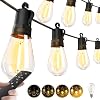 Outdoor String Lights Patio LED – Light Outside 50Ft 15M Waterproof Remote Dimmable S14 Porch Lighting Edison Plastic Bulb Pergola Hanging Balcony Connectable Backyard Yard Gazebo Party Garden Bistro