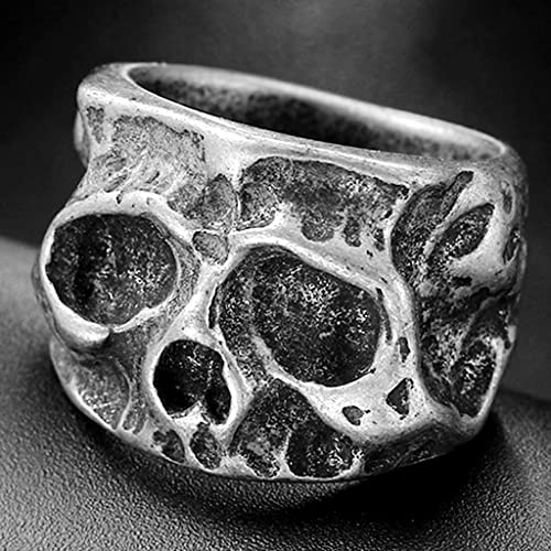 Stainless Steel Retro Vintage Antique Gothic Skull Death Biker Skeleton Cocktail Party Ring2