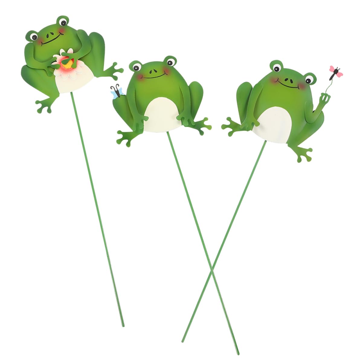 Toyvian 5 Sätze Metallfrösche Für Gartenstecker Dekorative Gartenfiguren in Cartoon Design Für Blumenbeete Und Höfe Lebendige Deko Für Gartenliebhaber Und Frogs Fans 3 Stück * 5