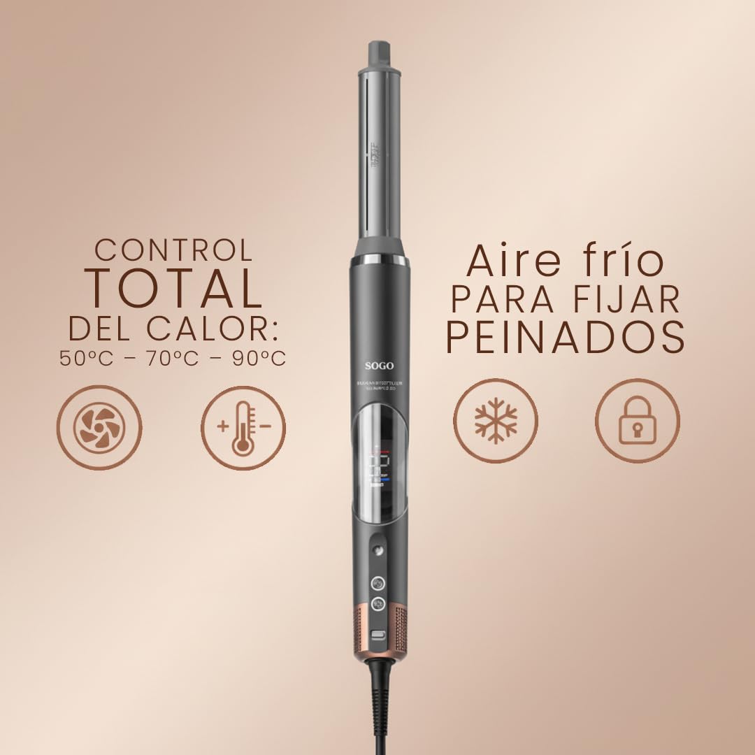 SOGO Cepillo Secador de Pelo 5 en 1 - Moldeador de Pelo con Tecnología Coanda para Peinados Sin Frizz - Secador Moldeador con Motor BLDC y Aire Frío - Cepillo Alisador con Accesorios