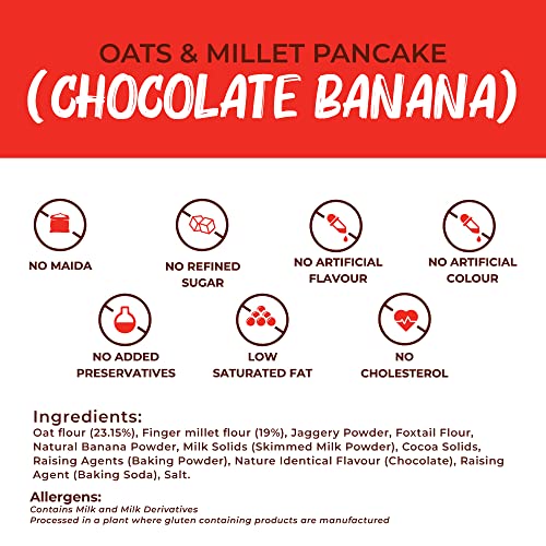 Image of Foodstrong Oats and Millets Chocolate Banana Pancake Mix, High Protein & Fibre, No Maida, No Refined Sugar - Made With Jaggery, Eggless Instant Breakfast Mix 250 g