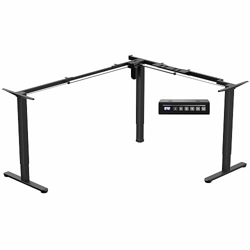 VIVO Black Electric Corner 3 Leg Standing Desk Frame, DESK-E375B