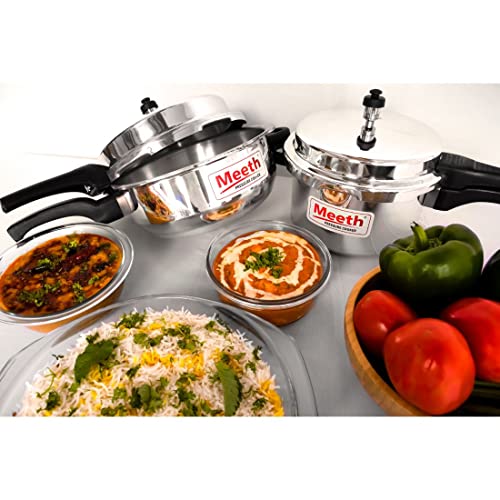 Image of Meeth Aluminium 12 Litres Capacity Pressure-Cooker With Outer Lid (Silver)