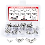 KINPAR 304 Stainless Steel Wing Nuts,Metric M3 M4 M5 M6 M8 M10 Assortment Kit,Wingnuts Butterfly Nuts,45PCS