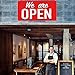 We Are Open Banner Polyester Oxford Cloth We Are Open Store Sign Outdoor Indoor Lawn Sign Hanging Banner Decoration for Business Shop Store (24 x 48 Inches)