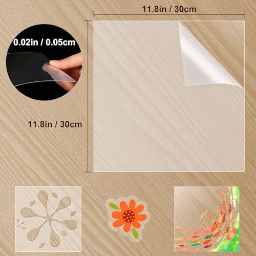 Image of Clear Flexible Plastic Sheets, Set of 10 PET Sheets 12 inchx12 inchx0.02 inch | Easy to Cut, Smooth Transparent Plexiglass Sheets for Crafting Display Painting, Replacement Frames Glass, Signs Projects