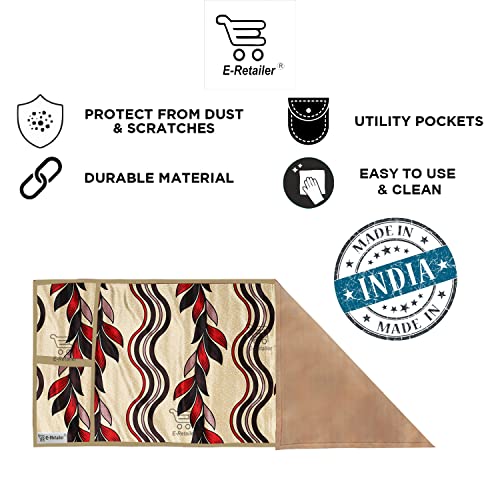 Image of Polyester 3-Layered Microwave Oven Top Cover With 4 Utility Pockets Suitable for Upto 30 Liter (Color- Red, Size-36x14 Inches)