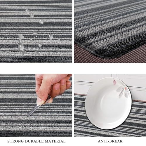 Image of Luxe Home Cuba PVC Door Mats Loop Utillity Anti Fatigue - Stripe Blue - Cushioned, Non Slip, Washable - Indoor Outdoor Mats for Home, Kitchen, Garage More (51x99 cm)