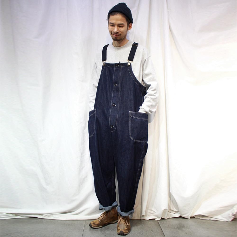 Japanese-Style Vintage Workwear Overalls - Men's Loose Fit Jumpsuit