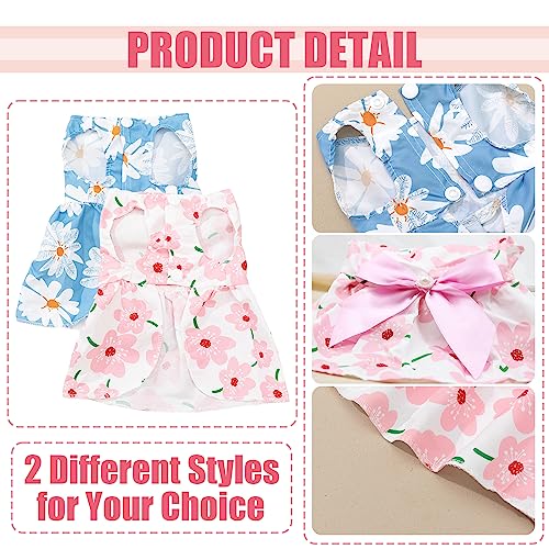 2 Pcs Dog Dresses Small Dogs Clothes Girls Outfit For Pets Puppy Dresses Floral Summer Cute Female Cat Dress(Medium) #TOP3
